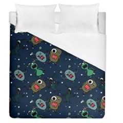 Monster-alien-pattern-seamless-background Duvet Cover (queen Size) by Wav3s