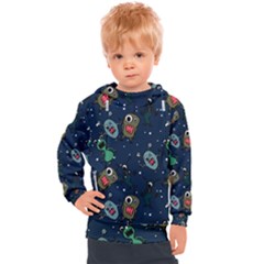 Monster-alien-pattern-seamless-background Kids  Hooded Pullover by Wav3s