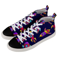 Space-patterns Men s Mid-top Canvas Sneakers by Wav3s