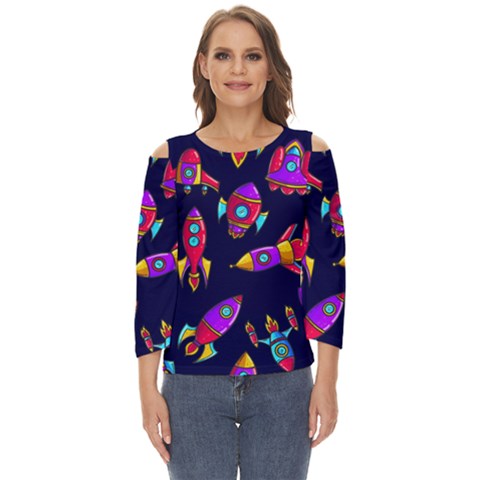 Space-patterns Cut Out Wide Sleeve Top by Wav3s