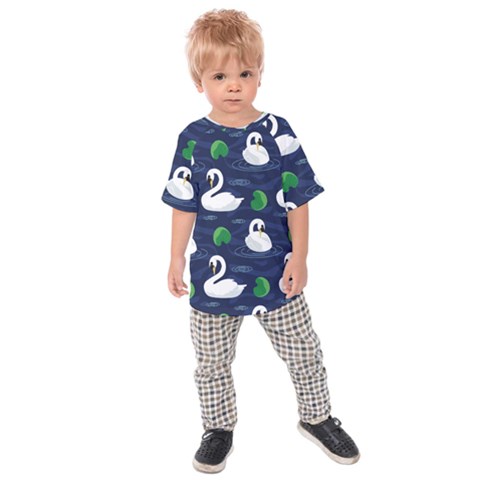 Swan-pattern-elegant-design Kids  Raglan Tee by Wav3s