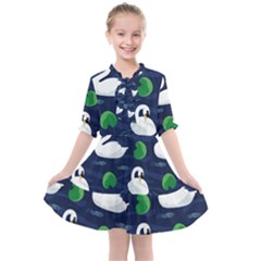 Swan-pattern-elegant-design Kids  All Frills Chiffon Dress by Wav3s