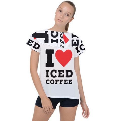 I Love Iced Coffee Ruffle Collar Chiffon Blouse by ilovewhateva