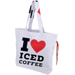 I Love Iced Coffee Drawstring Tote Bag