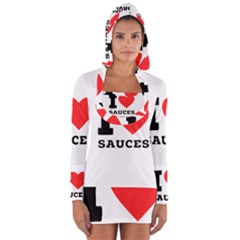 I Love Sauces Long Sleeve Hooded T-shirt by ilovewhateva