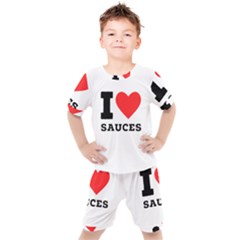 I Love Sauces Kids  Tee And Shorts Set by ilovewhateva