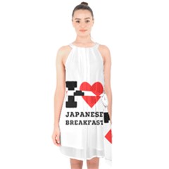 I Love Japanese Breakfast  Halter Collar Waist Tie Chiffon Dress by ilovewhateva