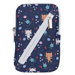 Cute Astronaut Cat With Star Galaxy Elements Seamless Pattern Belt Pouch Bag (large)