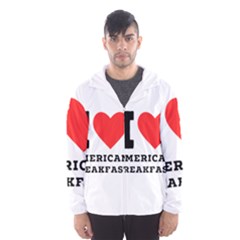 I Love American Breakfast Men s Hooded Windbreaker