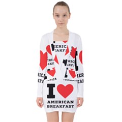 I Love American Breakfast V-neck Bodycon Long Sleeve Dress