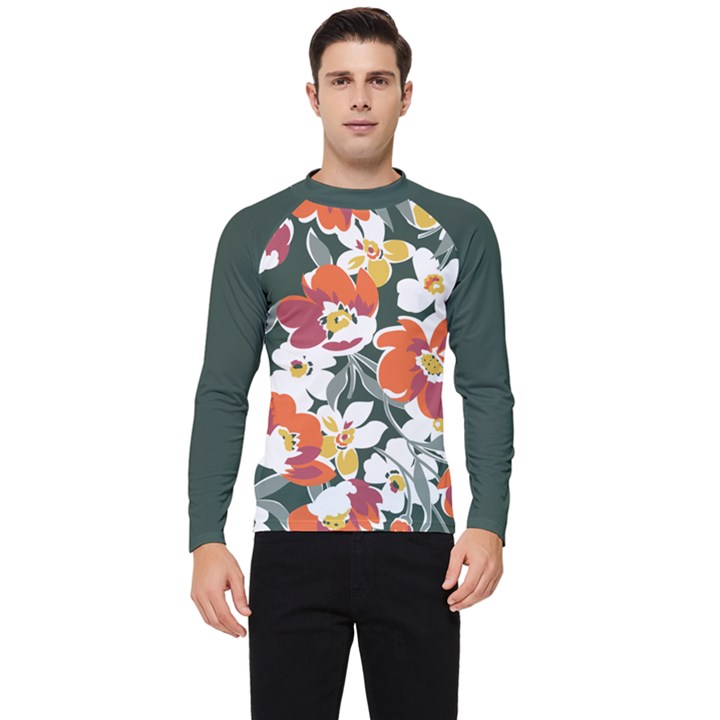 floral pattern Men s Long Sleeve Rash Guard