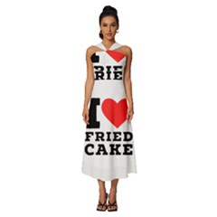 I Love Fried Cake  Sleeveless Cross Front Cocktail Midi Chiffon Dress