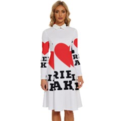 I Love Fried Cake  Long Sleeve Shirt Collar A-line Dress by ilovewhateva