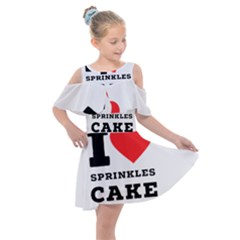 I Love Sprinkles Cake Kids  Shoulder Cutout Chiffon Dress by ilovewhateva