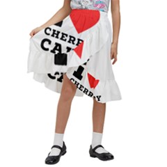 I Love Cherry Cake Kids  Ruffle Flared Wrap Midi Skirt