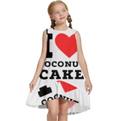 I Love Coconut Cake Kids  Frill Swing Dress by ilovewhateva