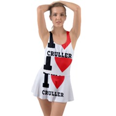 I Love Cruller Ruffle Top Dress Swimsuit by ilovewhateva