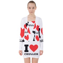 I Love Cruller V-neck Bodycon Long Sleeve Dress