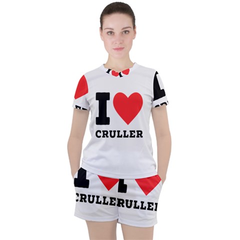 I Love Cruller Women s Tee And Shorts Set by ilovewhateva