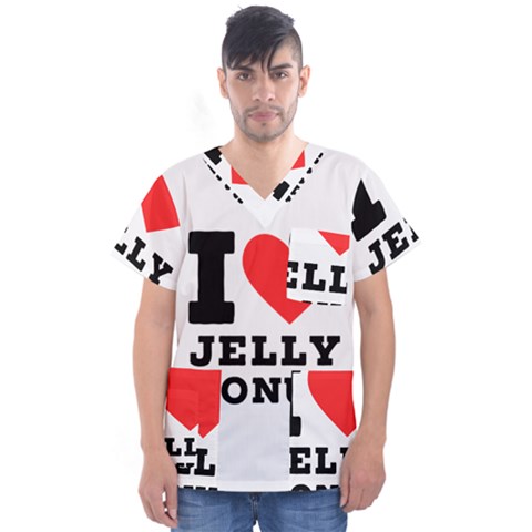 I Love Jelly Donut Men s V-neck Scrub Top by ilovewhateva