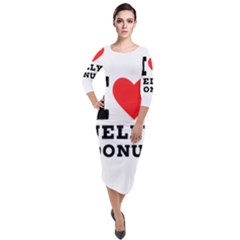 I Love Jelly Donut Quarter Sleeve Midi Velour Bodycon Dress by ilovewhateva