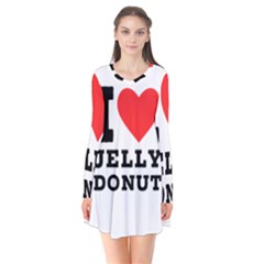 I Love Jelly Donut Long Sleeve V-neck Flare Dress by ilovewhateva