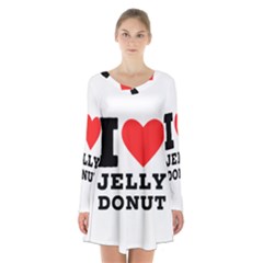 I Love Jelly Donut Long Sleeve Velvet V-neck Dress by ilovewhateva