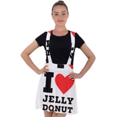 I Love Jelly Donut Velvet Suspender Skater Skirt by ilovewhateva