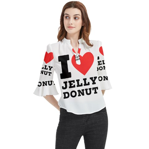 I Love Jelly Donut Loose Horn Sleeve Chiffon Blouse by ilovewhateva