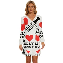 I Love Jelly Donut Long Sleeve Waist Tie Ruffle Velvet Dress by ilovewhateva