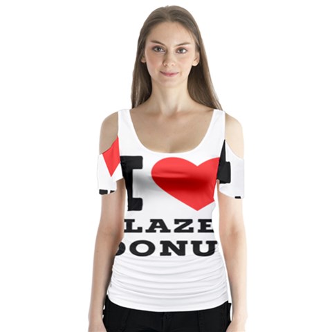 I Love Glazed Donut Butterfly Sleeve Cutout Tee  by ilovewhateva