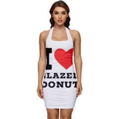 I Love Glazed Donut Sleeveless Wide Square Neckline Ruched Bodycon Dress