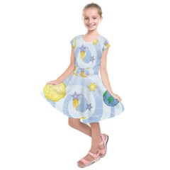 Science Fiction Outer Space Kids  Short Sleeve Dress by Ndabl3x