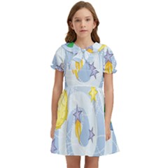 Science Fiction Outer Space Kids  Bow Tie Puff Sleeve Dress by Ndabl3x