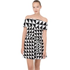 Optical Illusion Black Off Shoulder Chiffon Dress by Ndabl3x