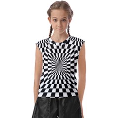 Optical Illusion Chessboard Tunnel Kids  Raglan Cap Sleeve Tee by Ndabl3x