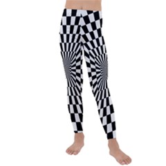 Optical Illusion Chessboard Tunnel Kids  Lightweight Velour Leggings