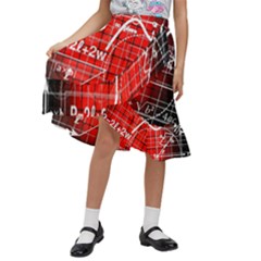 Geometry Mathematics Cube Kids  Ruffle Flared Wrap Midi Skirt by Ndabl3x