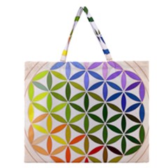 Mandala Rainbow Colorful Zipper Large Tote Bag by Ndabl3x