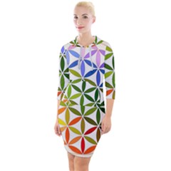 Mandala Rainbow Colorful Quarter Sleeve Hood Bodycon Dress by Ndabl3x