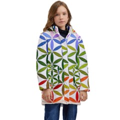 Mandala Rainbow Colorful Kids  Hooded Longline Puffer Jacket by Ndabl3x