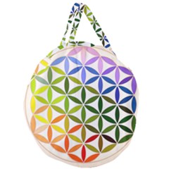 Mandala Rainbow Colorful Giant Round Zipper Tote by Ndabl3x