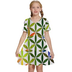 Mandala Rainbow Colorful Kids  Short Sleeve Tiered Mini Dress by Ndabl3x