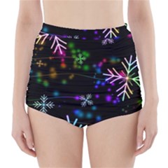 Snowflakes Snow Winter Christmas High-waisted Bikini Bottoms by Ndabl3x