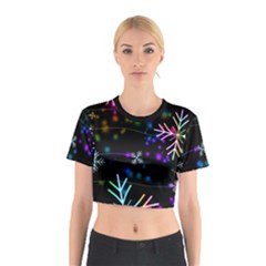 Snowflakes Snow Winter Christmas Cotton Crop Top by Ndabl3x