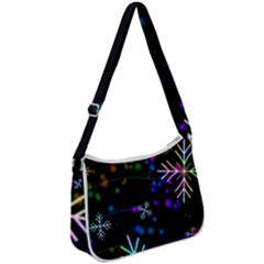 Snowflakes Snow Winter Christmas Zip Up Shoulder Bag by Ndabl3x