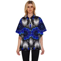 Kaleidoscope Abstract Round Women s Batwing Button Up Shirt