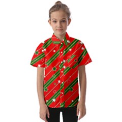 Christmas Paper Star Texture Kids  Short Sleeve Shirt by Ndabl3x