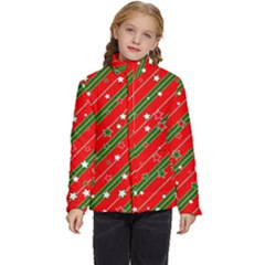 Christmas Paper Star Texture Kids  Puffer Bubble Jacket Coat