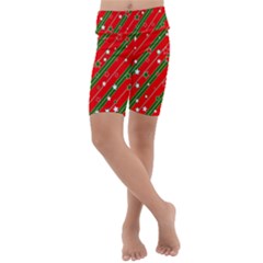 Christmas Paper Star Texture Kids  Lightweight Velour Cropped Yoga Leggings